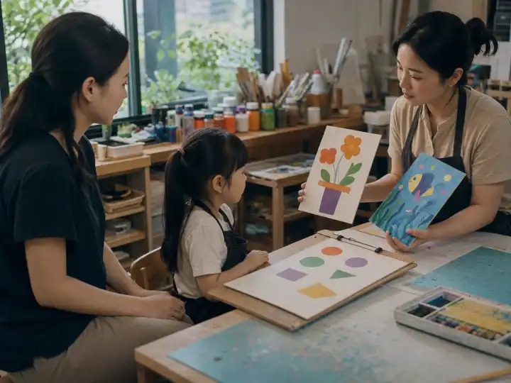 幼兒美術 怎麼選兒童美術課程觀察與學習流程示意圖