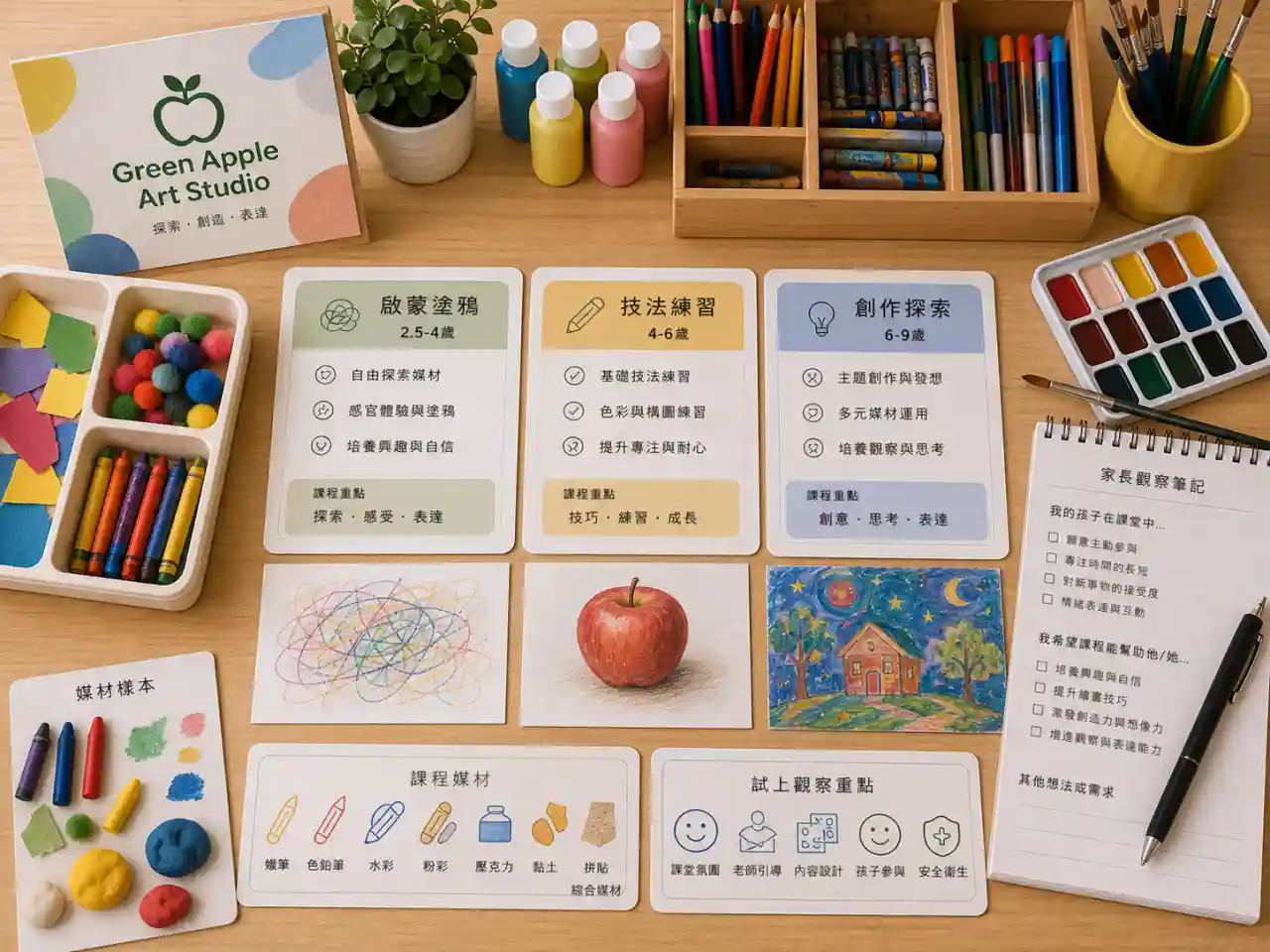 土城兒童美術推薦不同媒材與年齡階段選課比較